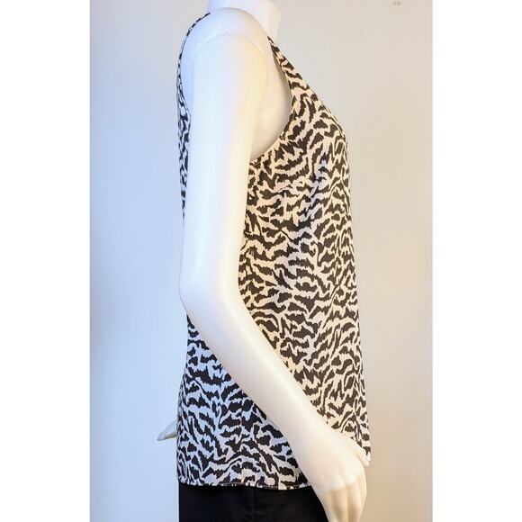 Lark & Ro Sleeveless Blouse Tank Shell 12 Black Beige Zebra Print Career Classic - Picture 6 of 10
